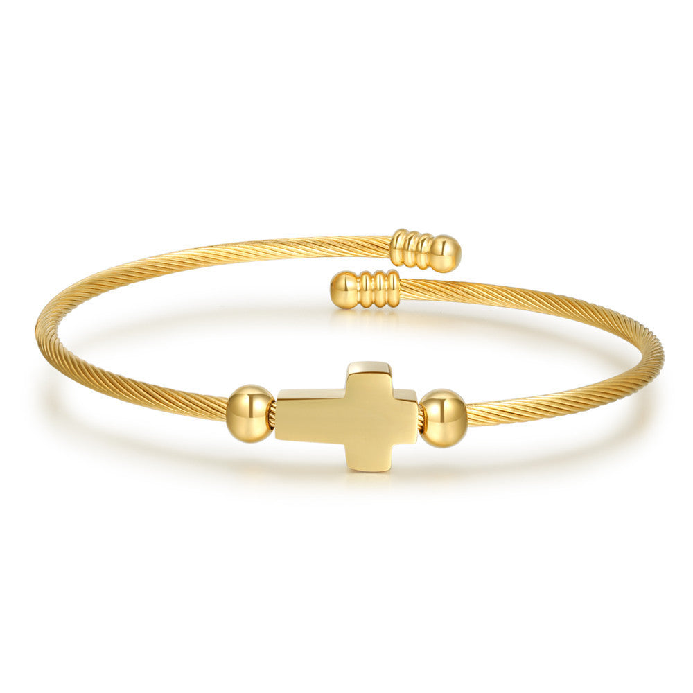Retro personalized stainless steel wrapped geometric bracelet